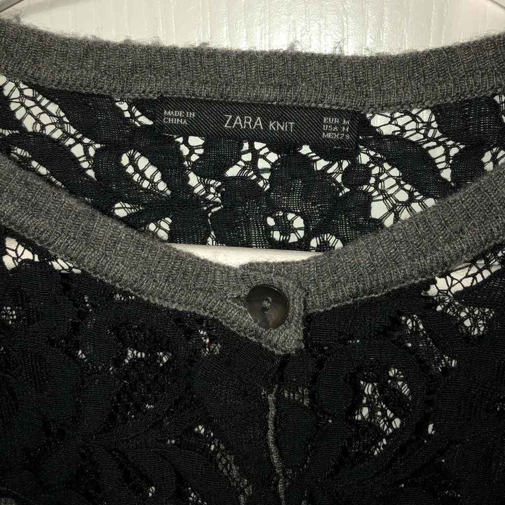 Zara Grey Cardi with black lace - Picture 5 of 5